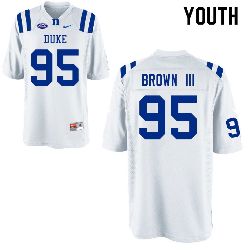 Youth #95 Trey Brown III Duke Blue Devils College Football Jerseys Sale-White